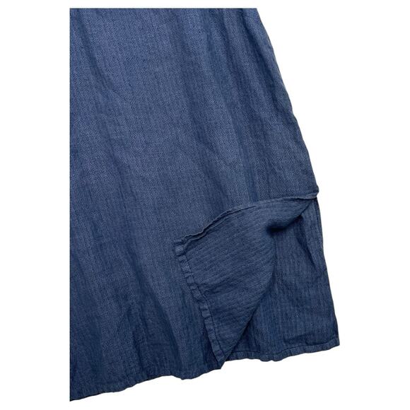 Pure J Jill Top Womens Medium Blue Linen Tunic Henley Lagenlook Cottage Coastal - Picture 7 of 12